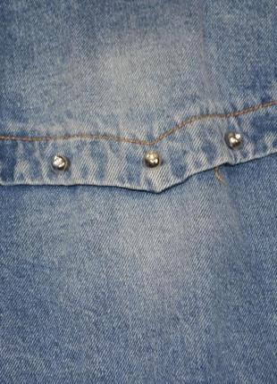 7 - 9 років фірмовий джинсовий піджак джинсова курточка плащ пальто з камінчиками5 фото