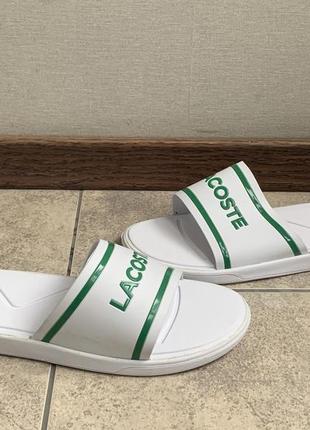 Тапки lacoste sliders шлепки слипоны для бассейна