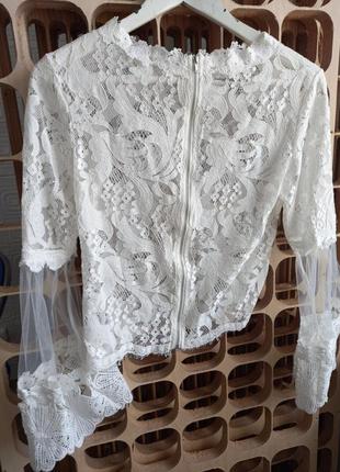 Блузка ажурная с оригинальными рукавами3 фото