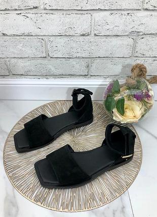 Хіт 2022!жіночі босоніжки квадратний носок на низькому ходу, натуральна шкіра/замша