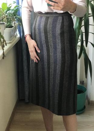 Шерстяная юбка винтаж полоска елочка хорватия1 фото