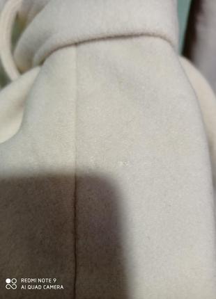 Молочный двухбортный жакет полупальто куртка шерсть кашемир с поясом.androse4 фото