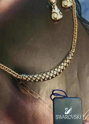 Набор колье ожерелье  чокер и серьги swarovski оригинал4 фото