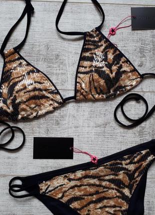 Купальник женский блёстки, тигровый принт