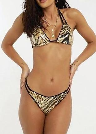 Купальник женский блёстки, тигровый принт