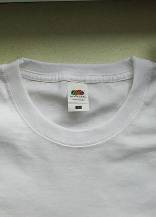 Мужская белая  футболка базовая классическая однотонная   хлопковая fruit of the loom2 фото