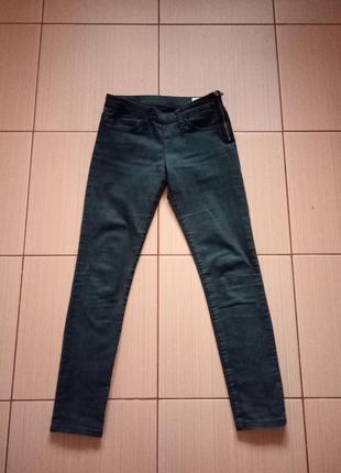 Укороченные темно серые джинсы скинни crocker с боковой молнией1 фото