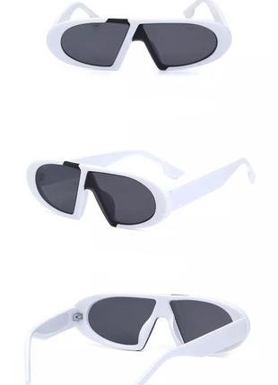 Чёрные белые солнцезащитные винтажные очки