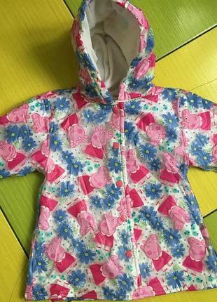 Обалденная утепленная куртка дождевик с  пеппа peppa george 1-1.5г