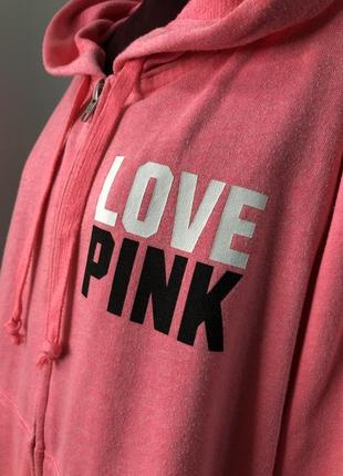 Pink victoria's secret оригинал розовая яркая худи кофта летняя олимпийка толстовка8 фото