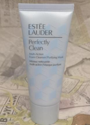 Пінка для вмивання і очищаюча маска 2 в 1 estee lauder perfectly clean multi-action1 фото