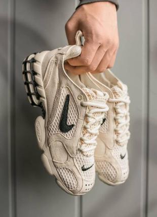 Женские кроссовки nike air zoom spiridon caged 2 x stüssy “beige”