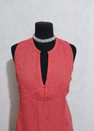 Шикарная удлиненная  льняная блуза с пояском