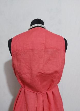 Шикарная удлиненная  льняная блуза с пояском6 фото