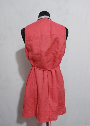 Шикарная удлиненная  льняная блуза с пояском5 фото