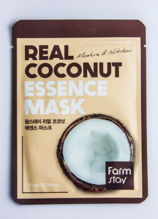 Тканевая маска с экстрактом кокоса farmstay coconut real essence mask, 23мл2 фото