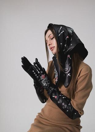 Перчатки длинные тату