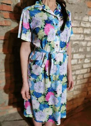 Платье миди винтажное ретро в принт цветы2 фото