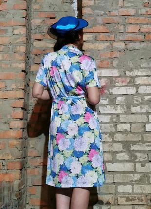 Платье миди винтажное ретро в принт цветы3 фото