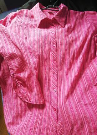 Шикарная розовая блуза-рубашка большого размера3 фото