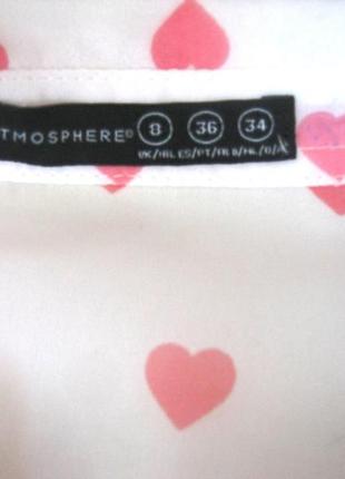 Ніжна, легка, повітряна, напівпрозора блузка з принтом в сердечка5 фото