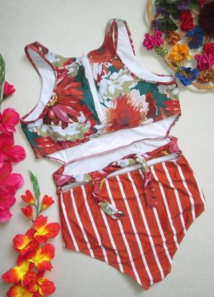 Суперовый сдельный слитный купальник в цветочный принт с полосками zeeman 🌺👙 🌺3 фото