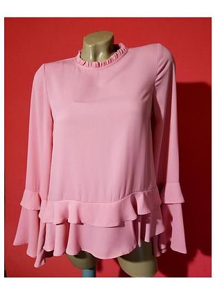 Рожева блузка river island рукава волани блуза з рюшами
