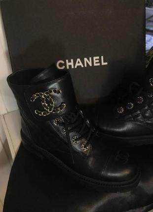 Ботинки chanel lace-up boots black3 фото