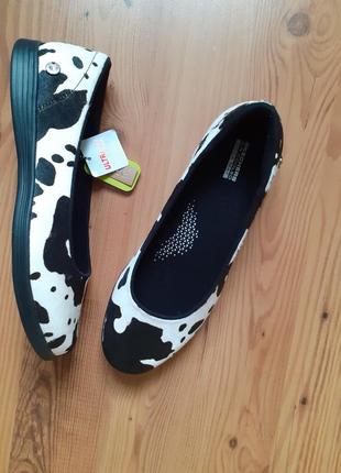 Skechers балетки, мокасины, кожаные, мех пони, большой размер обуви 41, 42