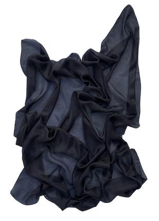 Шовкова шаль 100*160 см, натуральний шовк чорний2 фото