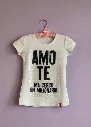 Підліткова дитяча футболка з паєтками xxs