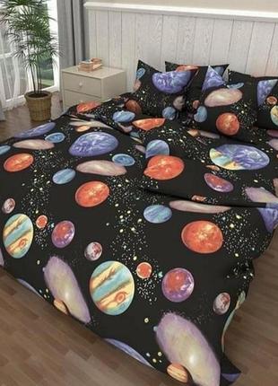 Комплект постельного белья "планеты", 💯 хлопок, разные размеры1 фото