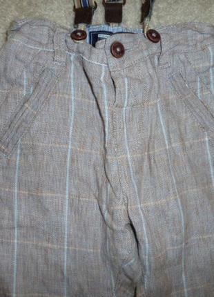 Льняные штаны с подтяжками на 3-4 года3 фото