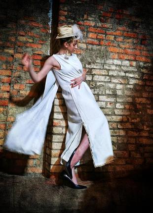 Платье в греческом стиле с разрезами шлейф длинное макси туника для фотосессии7 фото