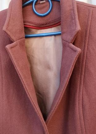 Пальто кашемировое шкрсть с меховой подстежкой, терракотовый цвет пальто5 фото