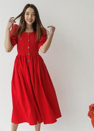 Романтик красное платье хлопок баварский стиль