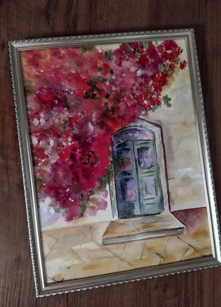 Картина 40*30 акварель "итальянская улочка" ручная работа