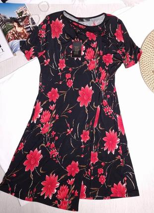 Платье туника в восточном стиле черно красная