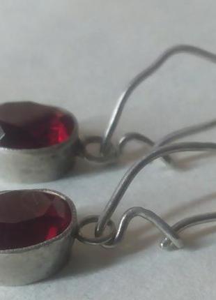 Сережки старовинні срібло , рубіни.2 фото