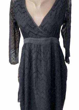 Чёрное платье с натурального  шелка , легкое платичко с декольте3 фото