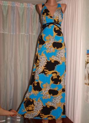 Классное платье в пол (s-м замеры) 95% вискоза, с узором, без нюансов, отлично смотрится.