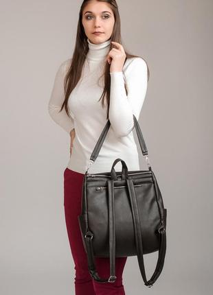 Коричневый женский стильный городской рюкзак для ноутбука, мега вместительный3 фото
