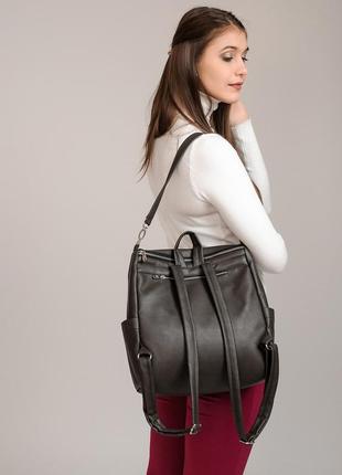 Коричневый женский стильный городской рюкзак для ноутбука, мега вместительный8 фото