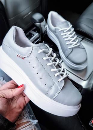 Кеди з натуральної шкіри на платформі