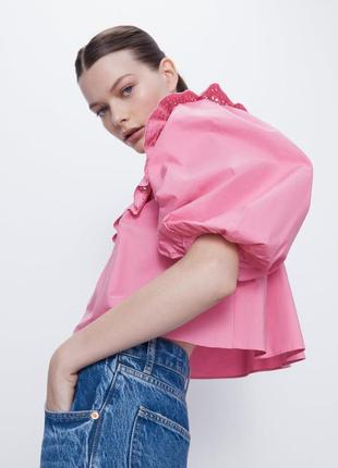 Розовая фуксия рубашка блуза топ зара zara