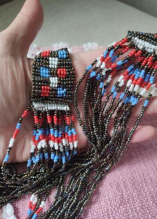 Колье из бисера с украинским орнаментом, вышиванка, ожерелье в этно стиле, гердан, бохо5 фото