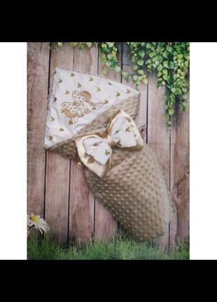 Плюшевий конверт-ковдра з бантом