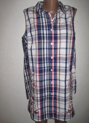 Бавовняна туніка в клітку з вишивкою george р-р14