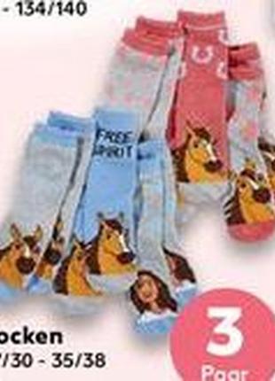 Комплект з 3-х теплих шкарпеток dreamworks spirit riding free для дівчинки. розмір 27/30