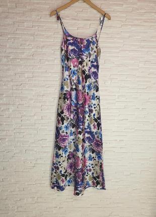 Красивая длинная цветочная сатиновая ночнушка платье для дома и сна alexander del rossa